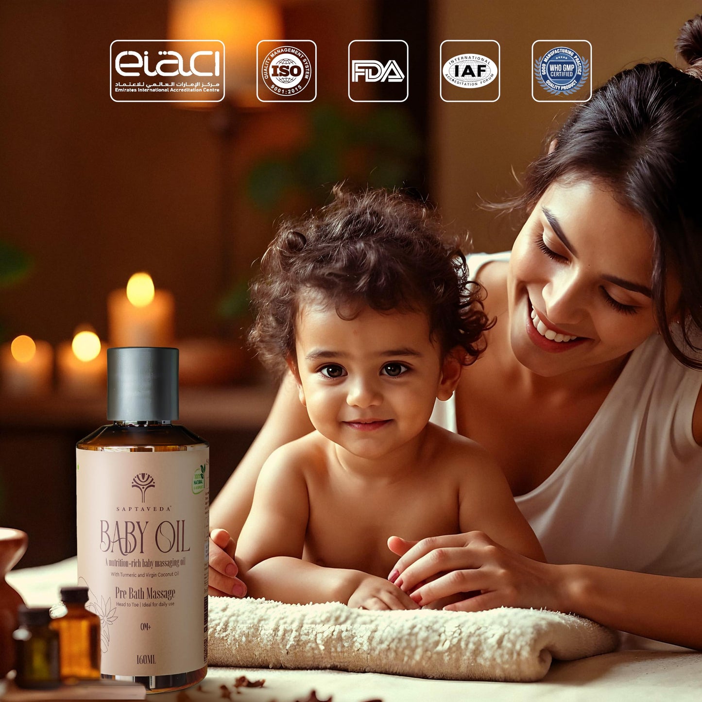 Saptaveda Baby Oil | 100% Ayurvedic & Natural | 0+ months | Deep Moisturizing, Eczema & Cradle Cap Relief | Safe for All Skin Types